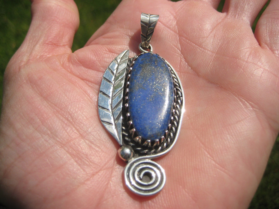 925 Silver Chile Lapis Lazul Lazuli pendant Taxco Mexico N4653