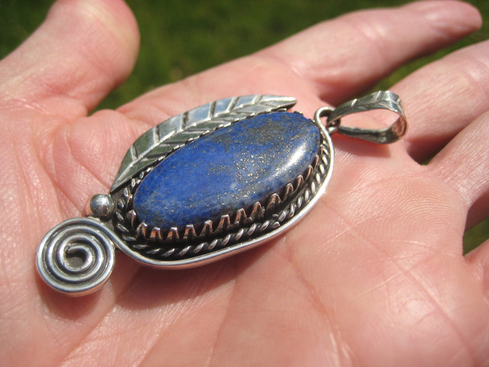 925 Silver Chile Lapis Lazul Lazuli pendant Taxco Mexico N4653