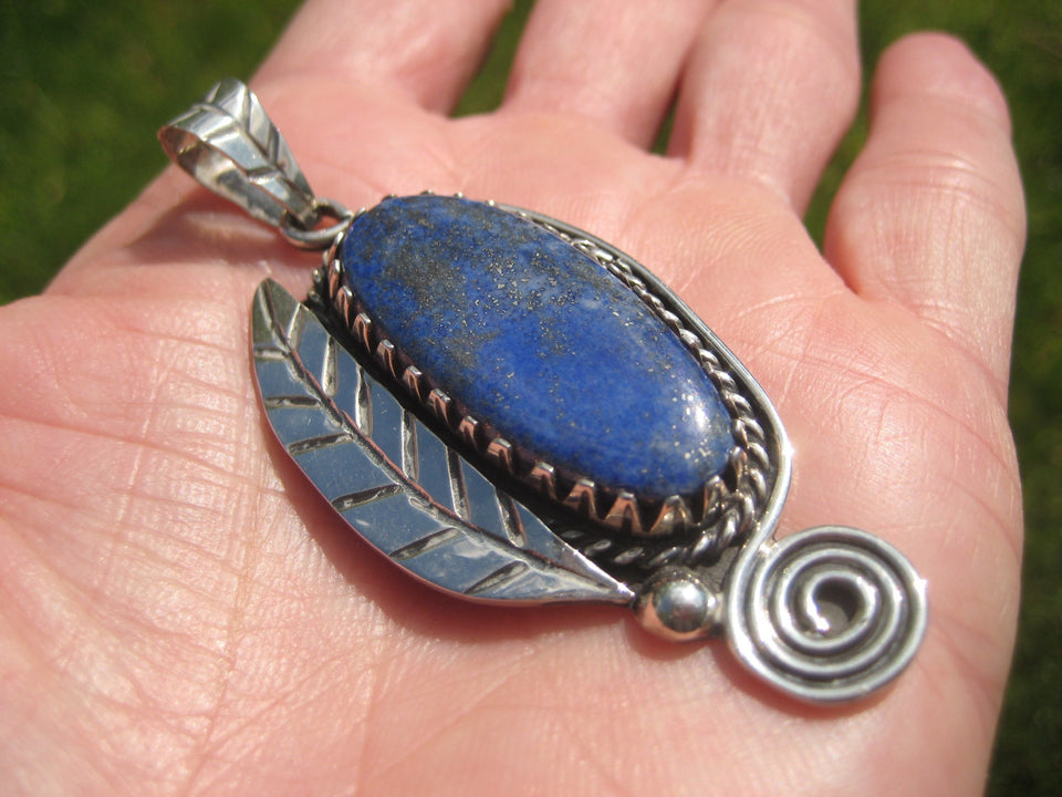 925 Silver Chile Lapis Lazul Lazuli pendant Taxco Mexico N4653