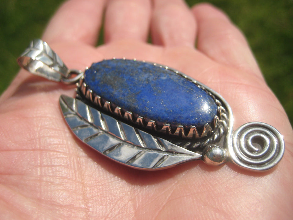 925 Silver Chile Lapis Lazul Lazuli pendant Taxco Mexico N4653