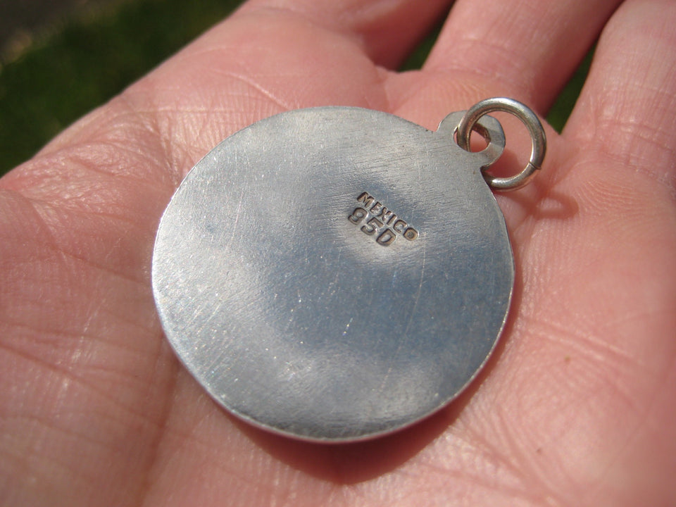 950 Silver Taxco Mexico quetzalcoatl Aztec Pendant A34126