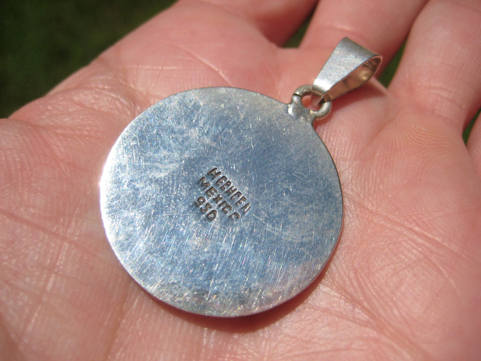 950 Silver Star Moon Mayan Pendant Taxco Mexico A67322