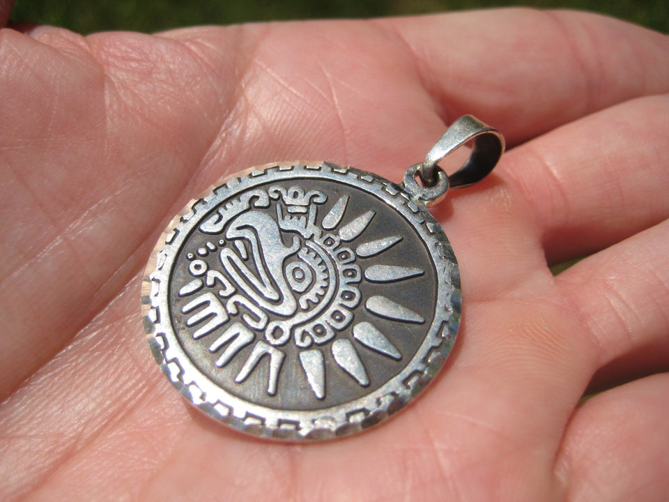 950 Silver Quetzalcoatl Aztec Pendant Taxco Mexico A63787