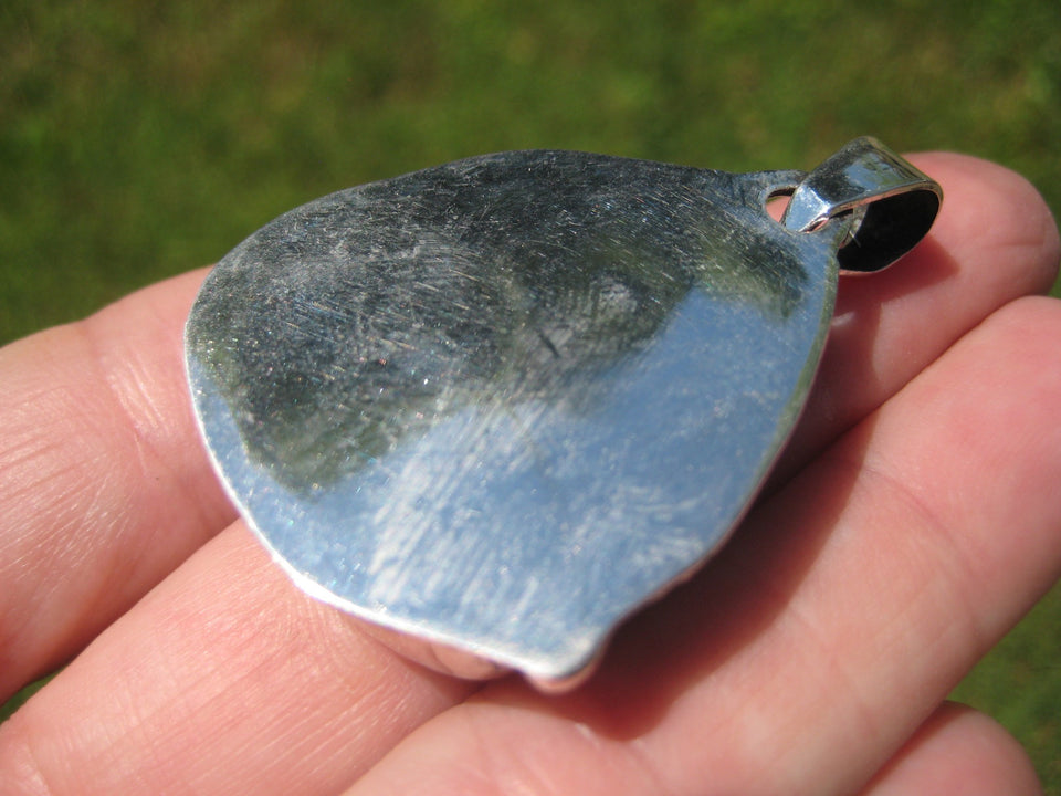 925 Silver Agate Geode Druzy Pendant Taxco Mexico A7455