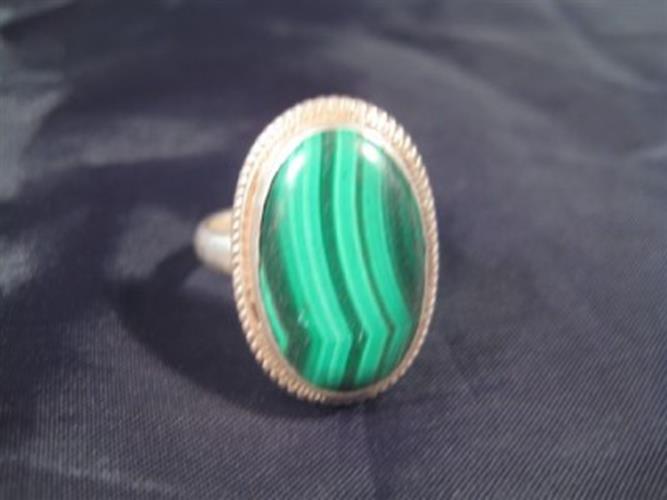 925 Silver natural Malachite ring nepal Size 9.25 N3966