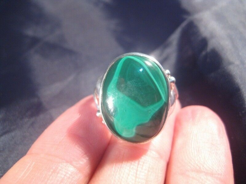 925 Silver Malachite Ring light Blue Size 7.75 NP4977