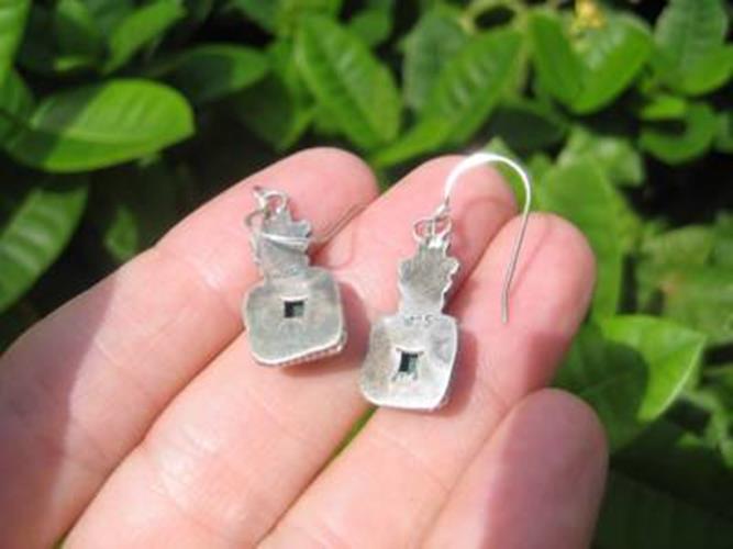 925 Silver Malachite pair Earrings Earring Nepal  N3866