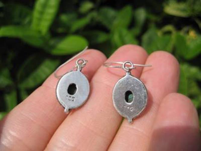 925 Silver Malachite pair Earrings Earring jewelry Nepal himalayan art N3766