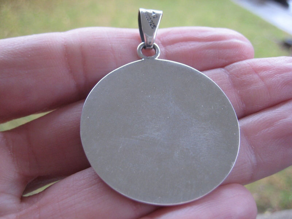 950 Fine Silver Mayan Aztec Calendar Pendant Necklace A392