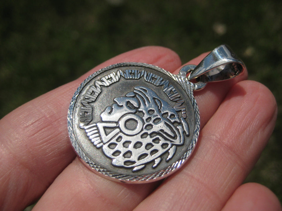 925 Silver Mayan Aztec Pendant Jaguar King N3755