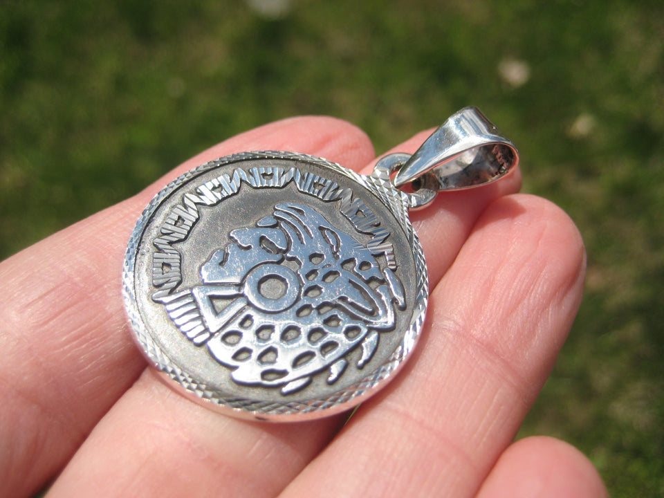 925 Silver Mayan Aztec Pendant Jaguar King N3755