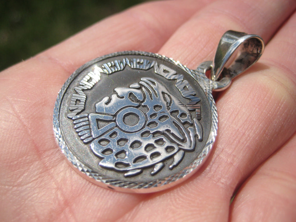 925 Silver Mayan Aztec Pendant Jaguar King A37476