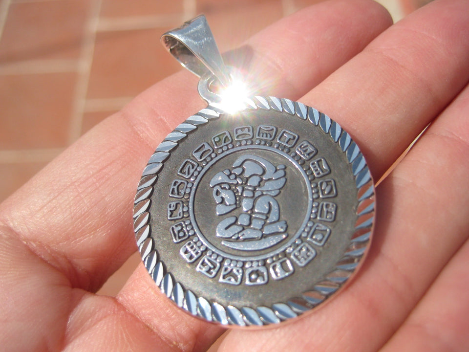 925 Silver Mayan Calendar Pendant Taxco Mexico A2279