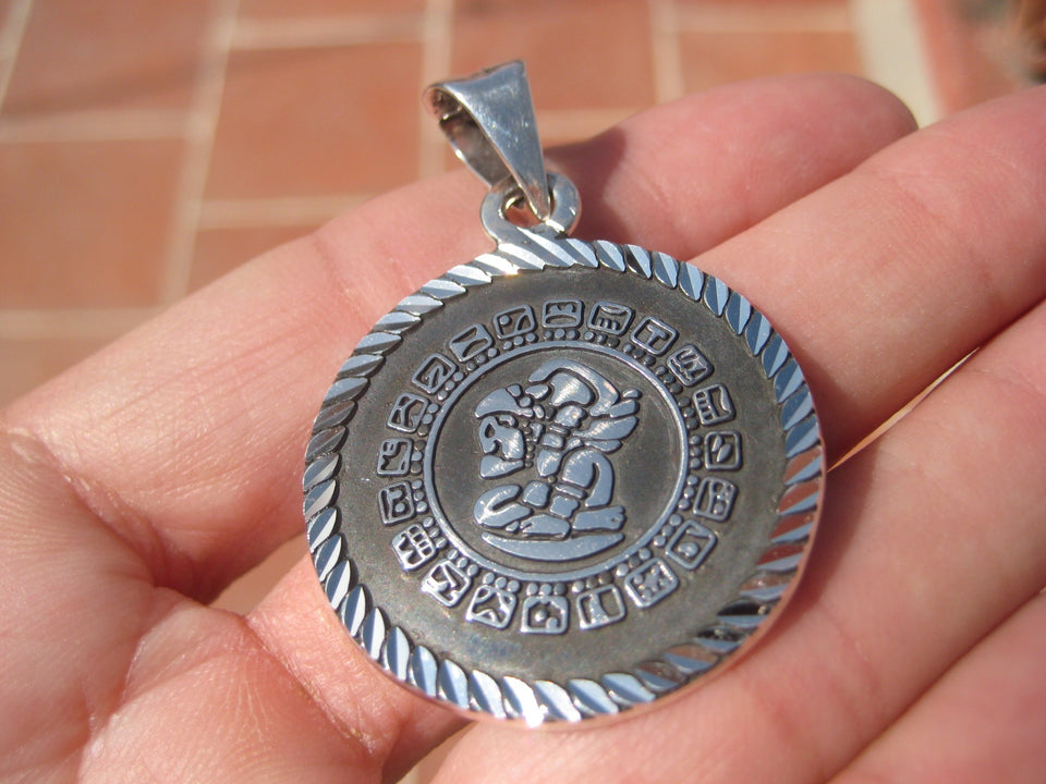 925 Silver Mayan Calendar Pendant Taxco Mexico A2279