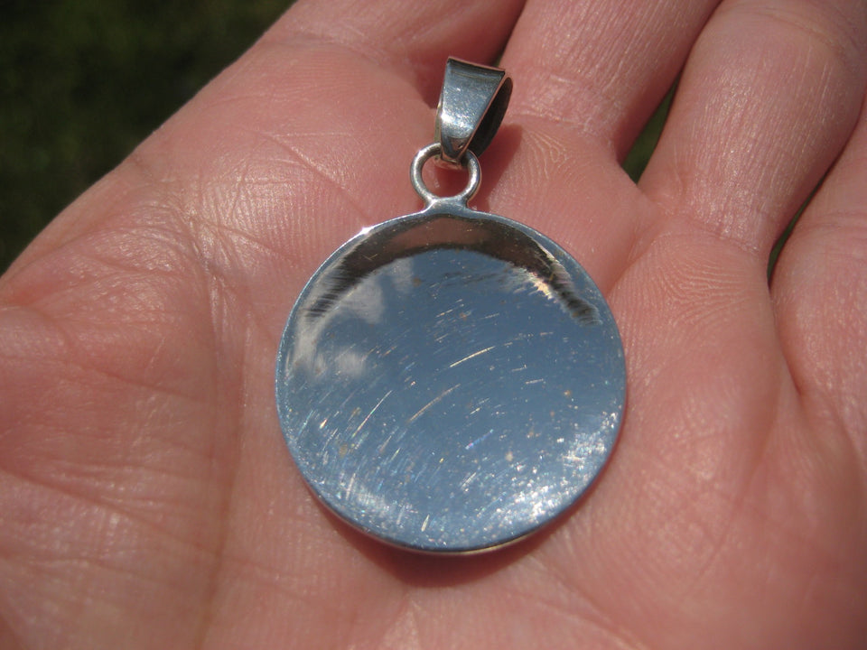 925 Silver Mayan Calendar Synthetic Opal Pendant Taxco Mexico A2849