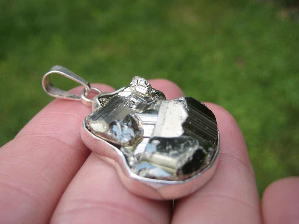 925 Silver Pyrite mineral Stone Pendant Taxco Mexico A27643