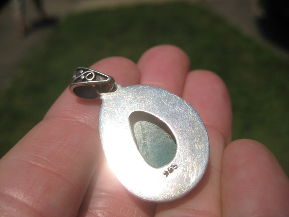 925 Silver Tibetan Turquoise Pendant Nepal Jewelry Art A4877