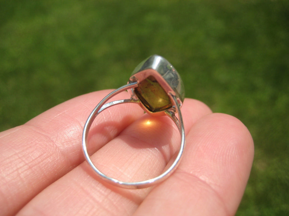 925 Silver Chiapas Amber Ring Taxco Mexico A2837