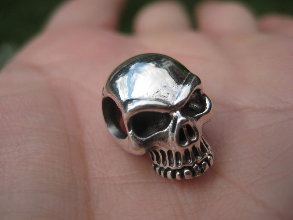 925 Silver Skull Pendant Necklace Thailand Jewelry Art A2845
