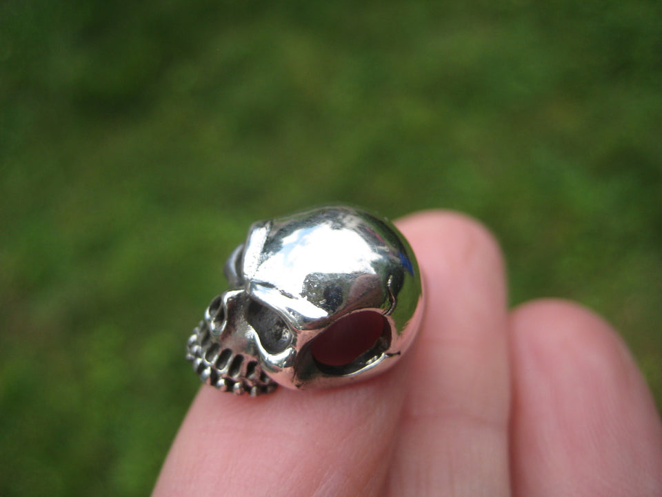 925 Silver Skull Pendant Necklace Thailand Jewelry Art A2845