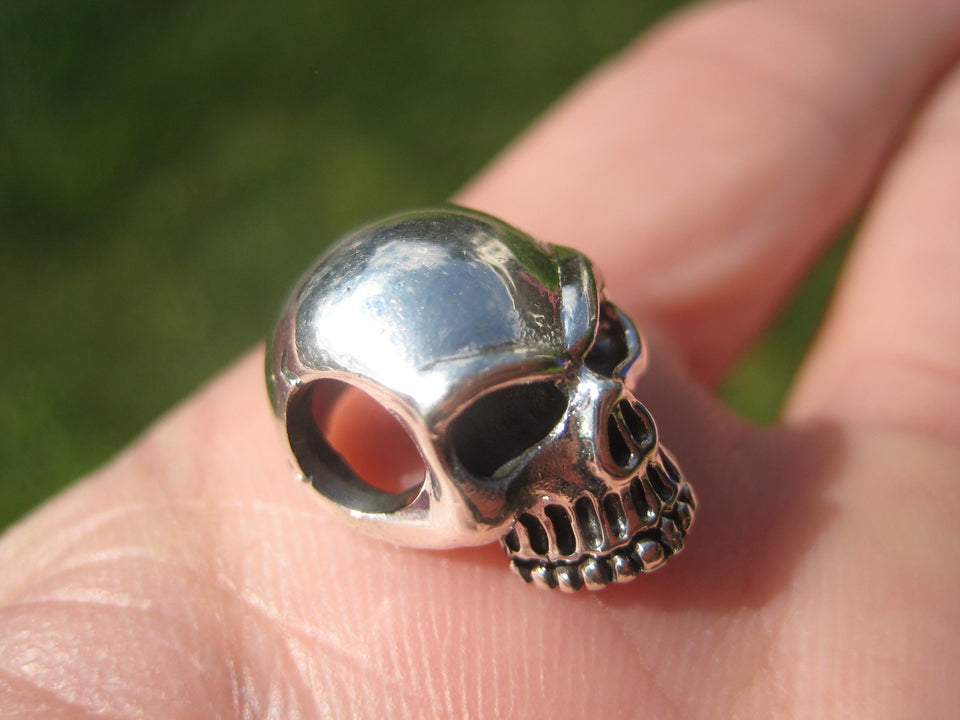 925 Silver Skull Pendant Necklace Thailand Jewelry Art A2845