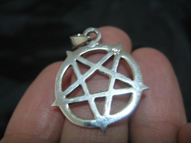 925 sterling silver wicca inverted pentagram pendant necklace N38665