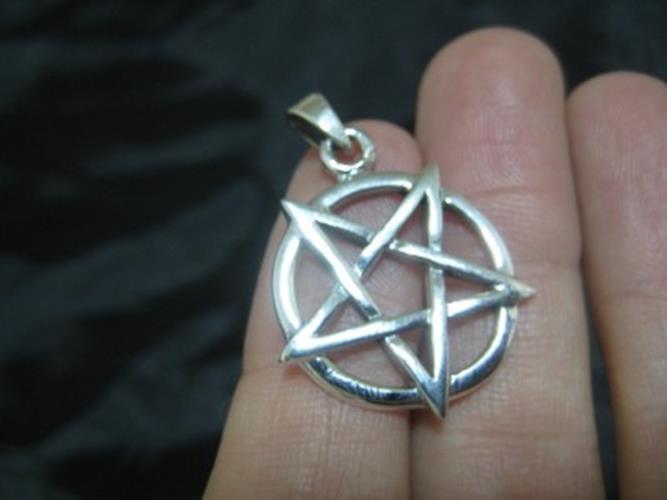 925 sterling silver wicca inverted pentagram pendant necklace N38665
