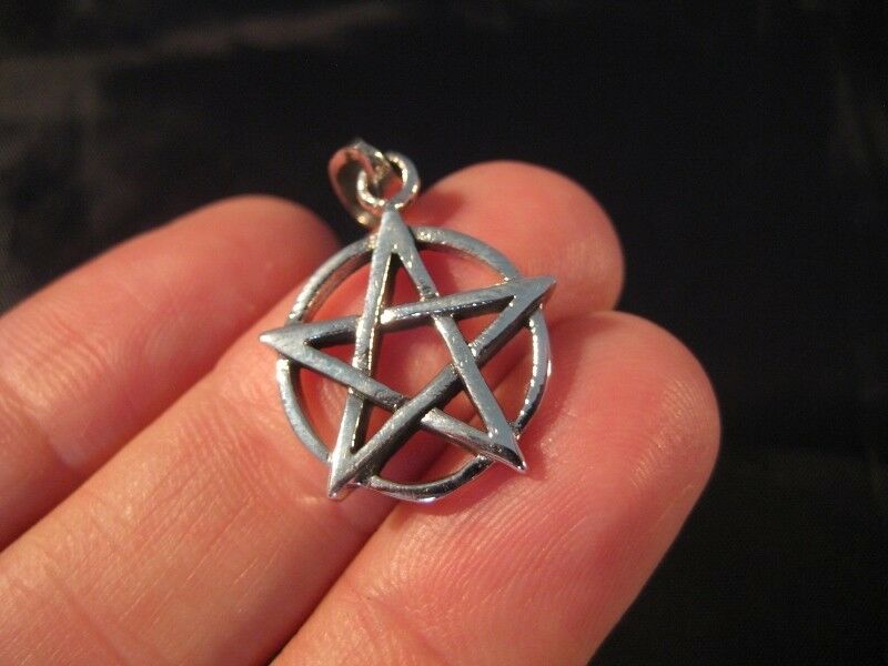 925 sterling silver wicca pentagram pendant necklace jewelry art N27555