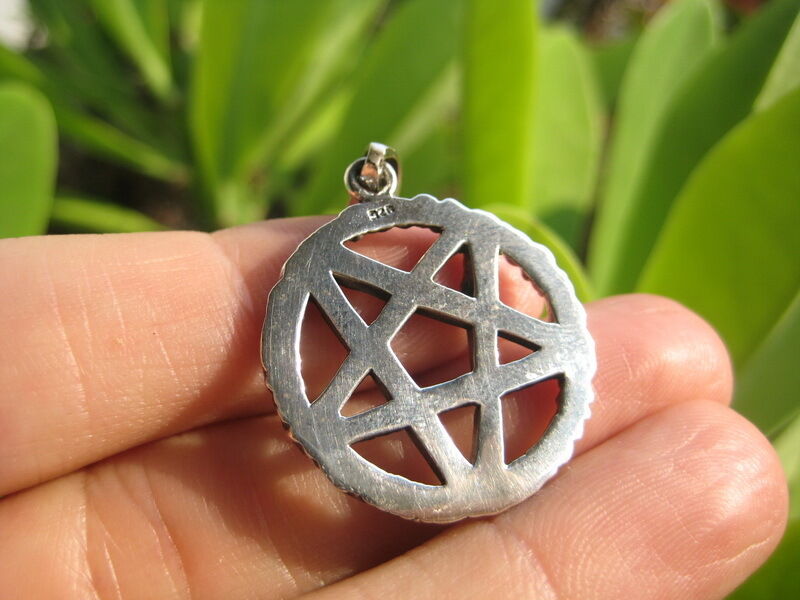 925 sterling silver wicca inverted pentagram pendant necklace A133