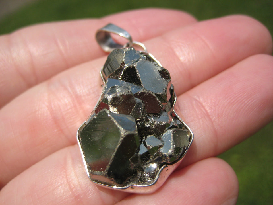 925 Silver Pyrite Pendant Necklace Taxco Mexico A7386