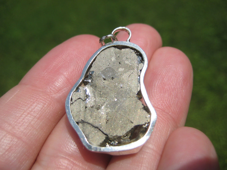 925 Silver Pyrite Pendant Necklace Taxco Mexico A7386