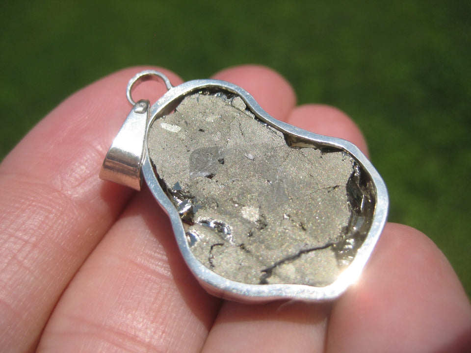 925 Silver Pyrite Pendant Necklace Taxco Mexico A7386
