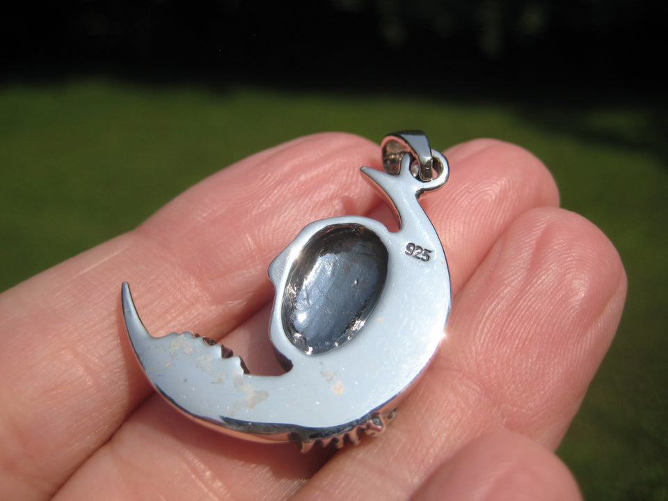 925 Silver Skull and Moon Pendant Necklace Thailand Jewelry Art A6377