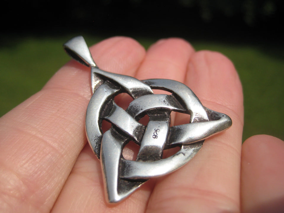 925 Silver Viking Norse Valknut Triquetra  Pendant Necklace A13
