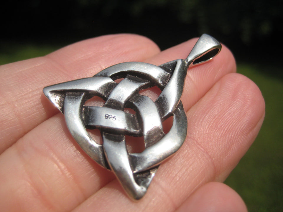925 Silver Viking Norse Valknut Triquetra  Pendant Necklace A13
