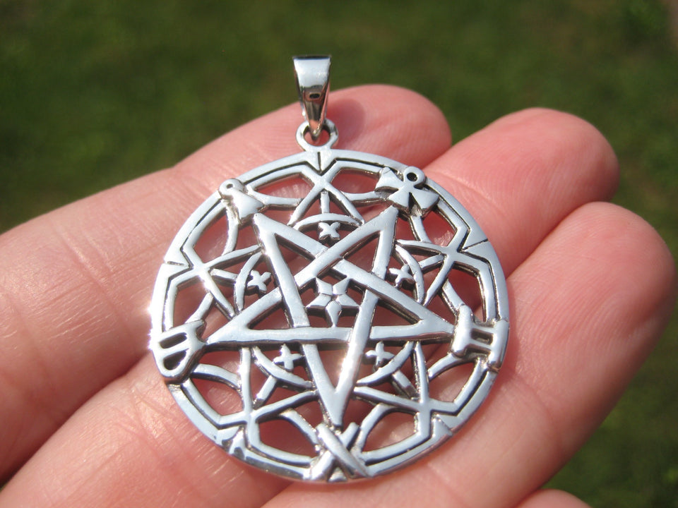925 silver Inverted Pentagram Pendant Necklace Thailand Jewelry A427