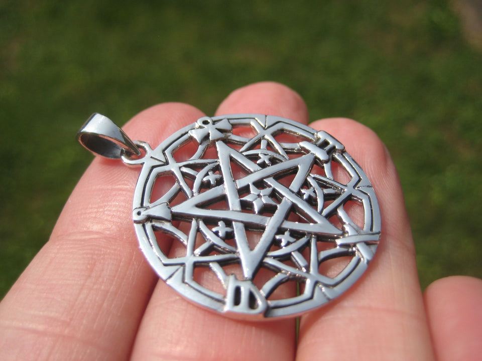 925 silver Inverted Pentagram Pendant Necklace Thailand Jewelry A427
