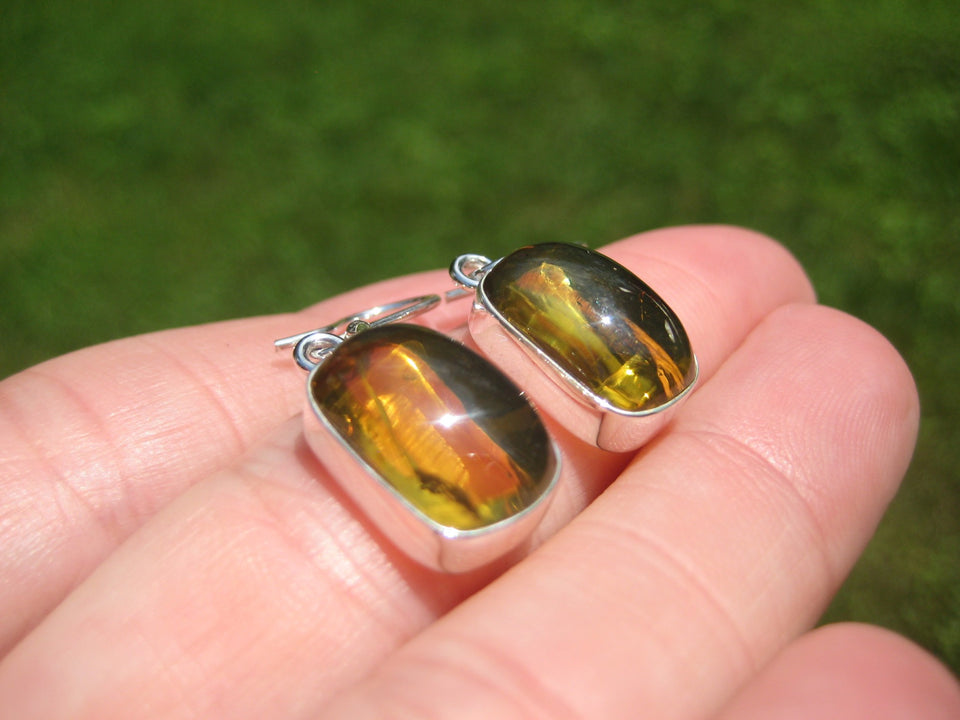 925 Silver Chiapas Amber Earring Earrings Taxco Mexico A8367