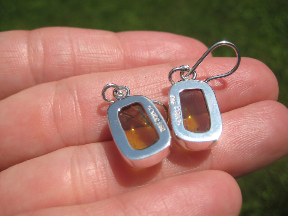 925 Silver Chiapas Amber Earring Earrings Taxco Mexico A8367