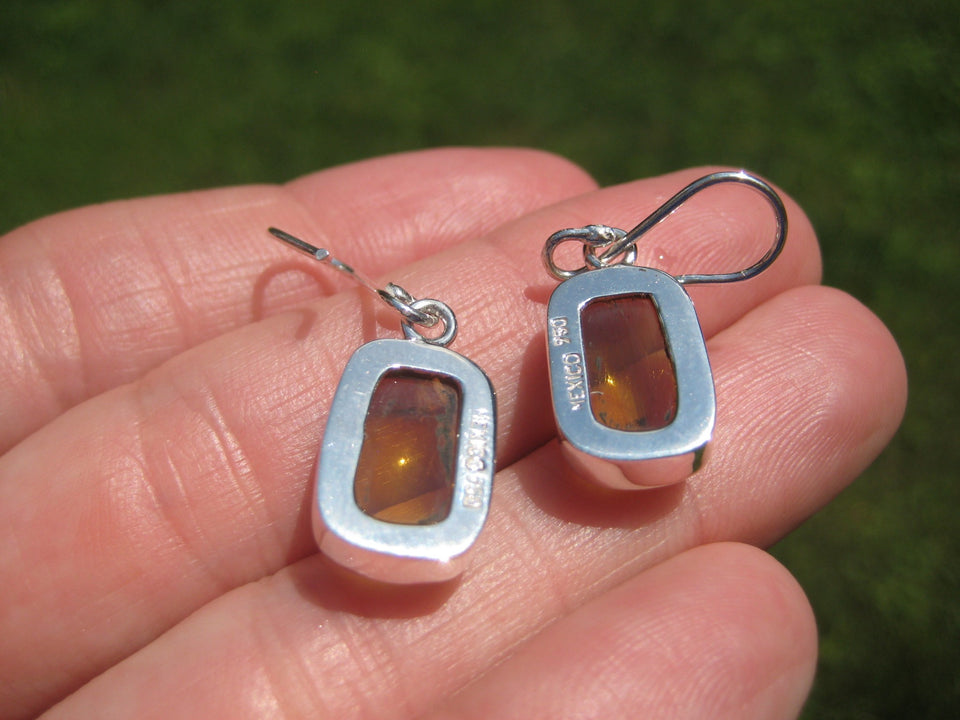 925 Silver Chiapas Amber Earring Earrings Taxco Mexico A8367