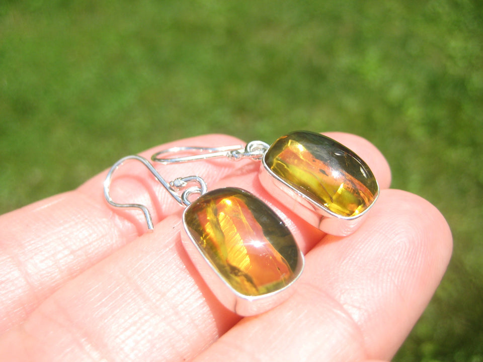 925 Silver Chiapas Amber Earring Earrings Taxco Mexico A8367