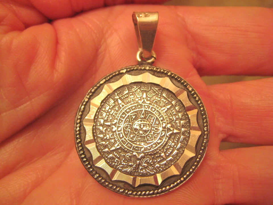 950 Silver Mayan Calendar Pyramid Taxco Mexico A3967