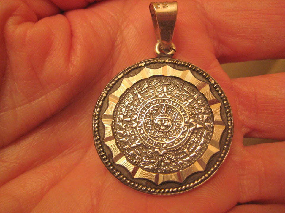 950 Silver Mayan Calendar Pyramid Taxco Mexico A3967