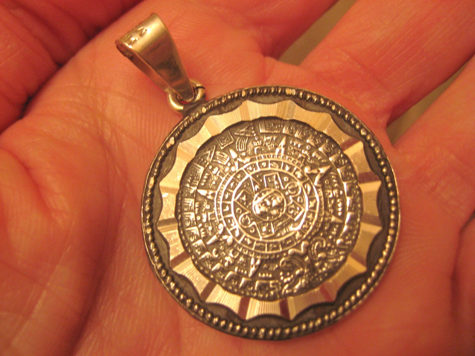 950 Silver Mayan Calendar Pyramid Taxco Mexico A3967