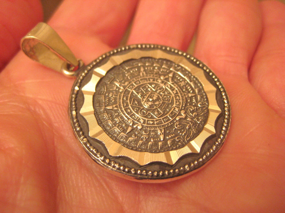 950 Silver Mayan Calendar Pyramid Taxco Mexico A3967