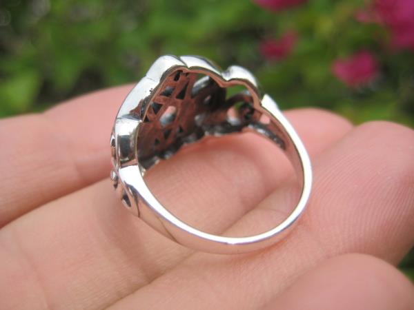 925 Sterling Silver star and moon Pentagram Ring Thailand Jewelry Art A12