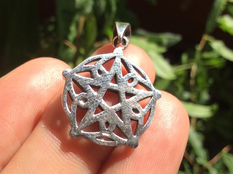 925 sterling silver wicca pentagram pendant necklace A32