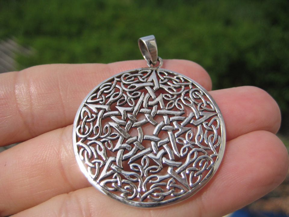 925 Silver Wicca Goth Pentagram Pendant Pentacle necklace jewelry Art A17