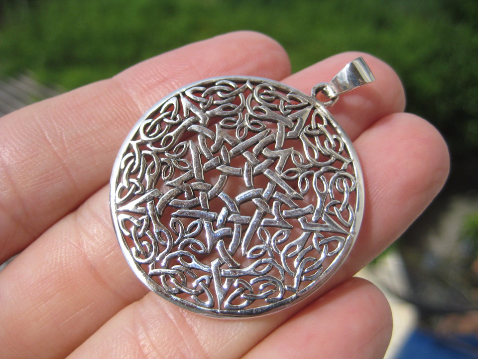 925 Silver Wicca Goth Pentagram Pendant Pentacle necklace jewelry Art A17