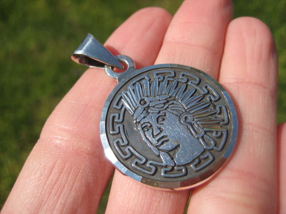 925 Silver Pendant Montezuma Taxco Mexico A8455